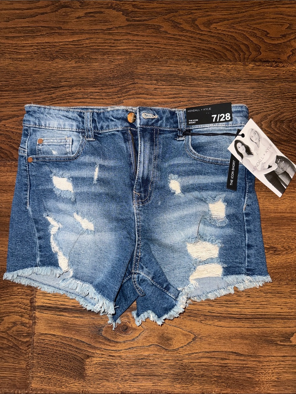 Kendall & Kylie Ripped Light Blue Denim Cutoff Shorts